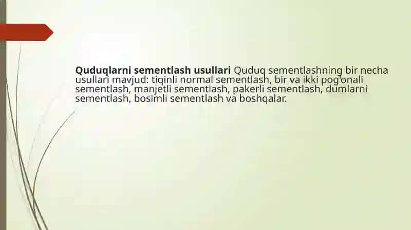 Mustahkamlovchi quvur elementlari va sementlash 4