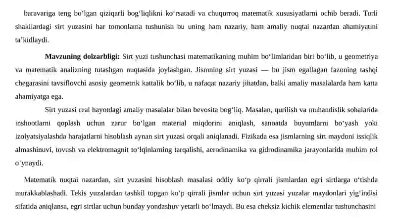 Sirt yuzi va uni hisoblash usullari 4
