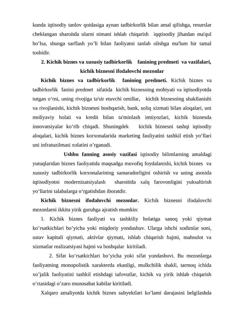 Kichik biznes va xususiy tadbirkorlik 4