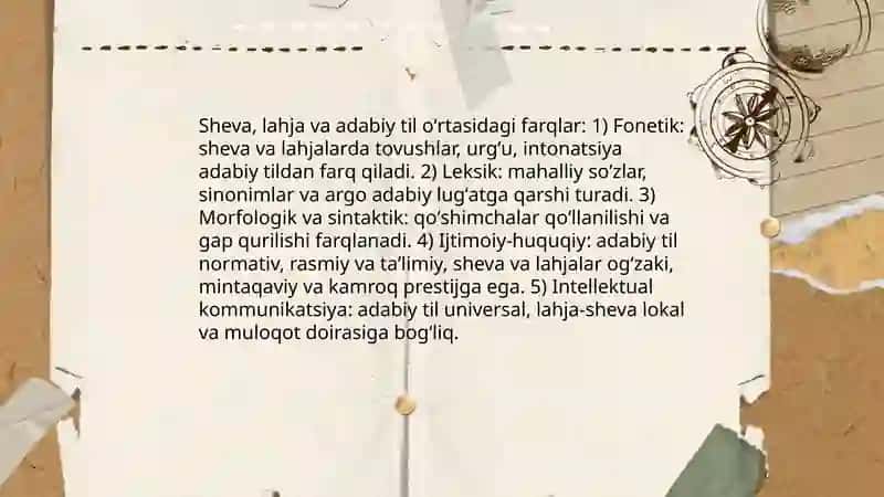 Sheva, lahja va adabiy til munosabatlari 4