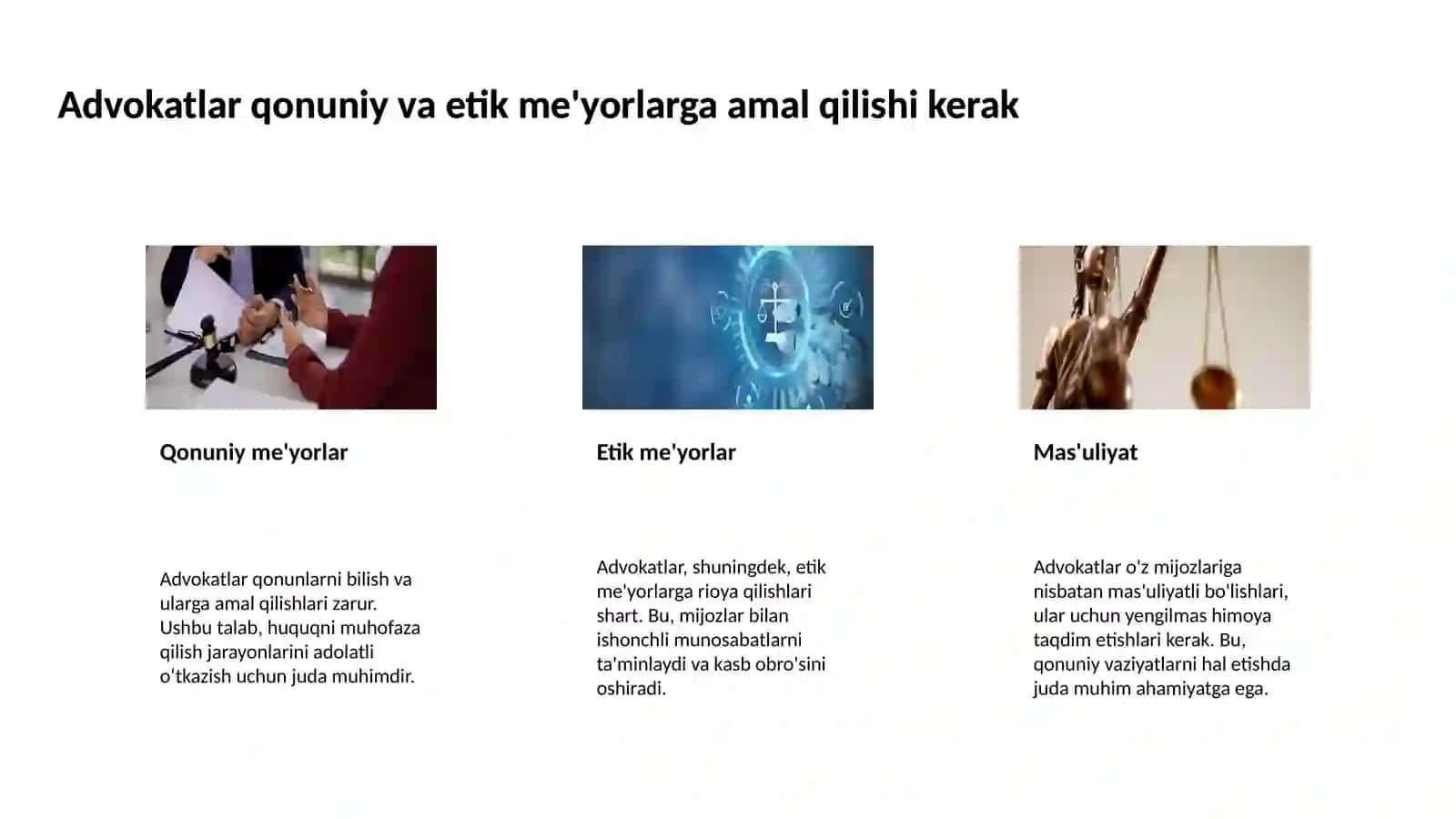 Advokatning kasb etikasi va advokatura tamoillari 4