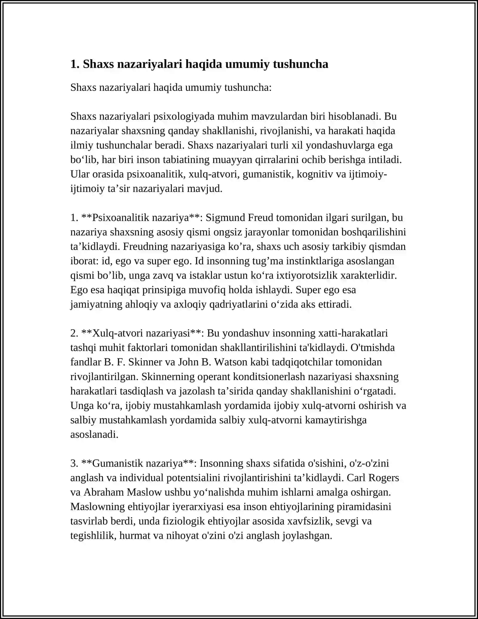 SHAXS NAZARIYALARI, ENDOPSIXIKA, EGZOPSIXIKA, DOBRINNING DIQQAT HAQIDAGI QARASHLARI 4