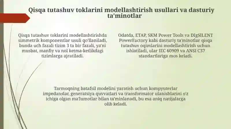 Qisqa tutashuv toklarida EHM dan foydalanish 4