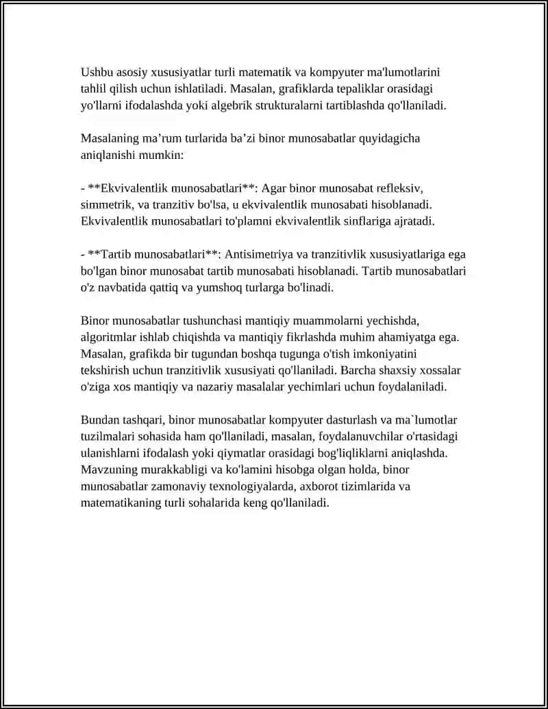 Binor munosabatlarning taʼrifi va asosiy xususiyatlari 4