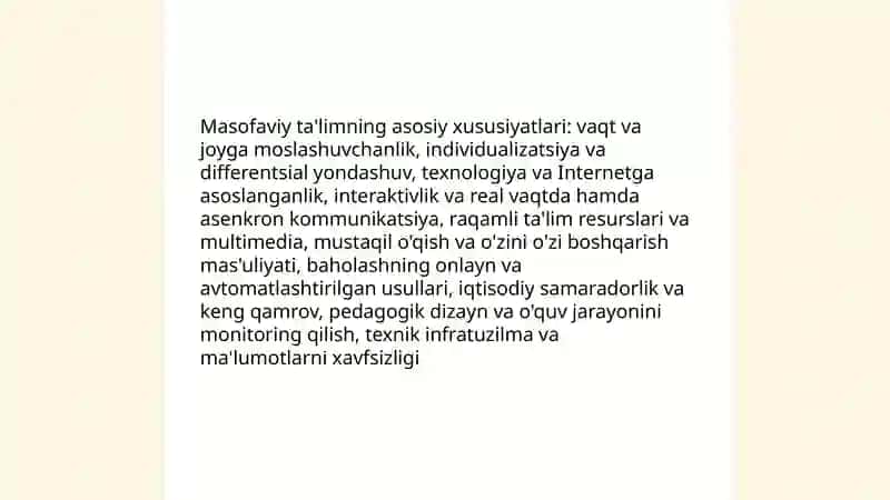 Masofaviy ta'lim va uning xususiyatlari, qulayligi 4