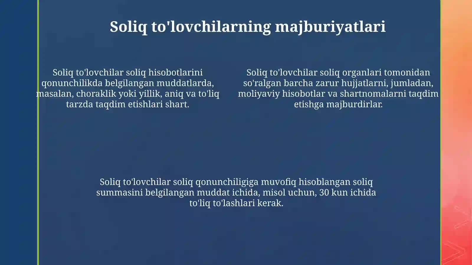 Soliq to’lovchilarning huquq va majburiyatlari 4