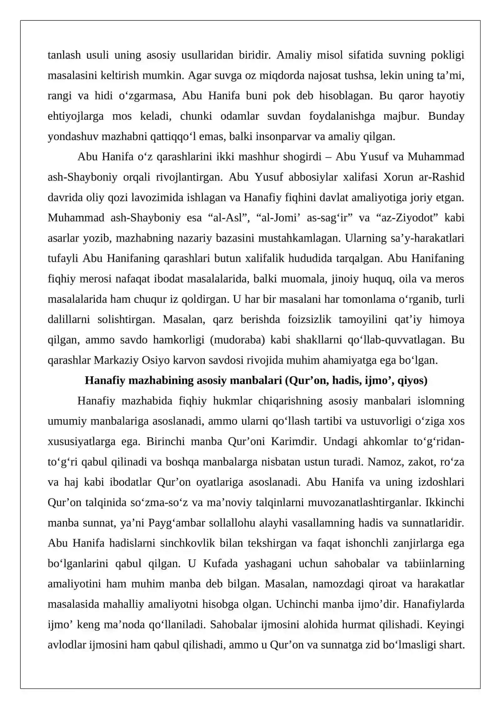 Hanafiy mazhabi rivojida Markaziy Osiyo faqihlarining roli va hissasi 4