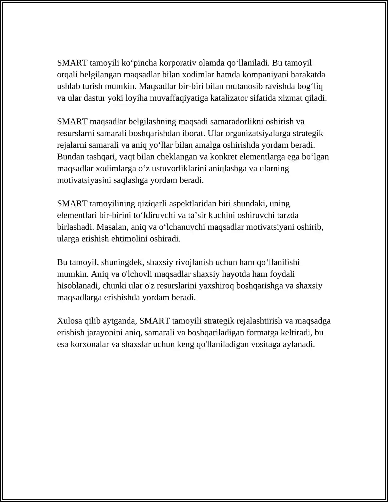 LOYIHA MAQSADLARINI SMART TAMOYILI ASOSIDA SHAKLLANTIRISH VA TAQDIMOTTAYYORLASH 4