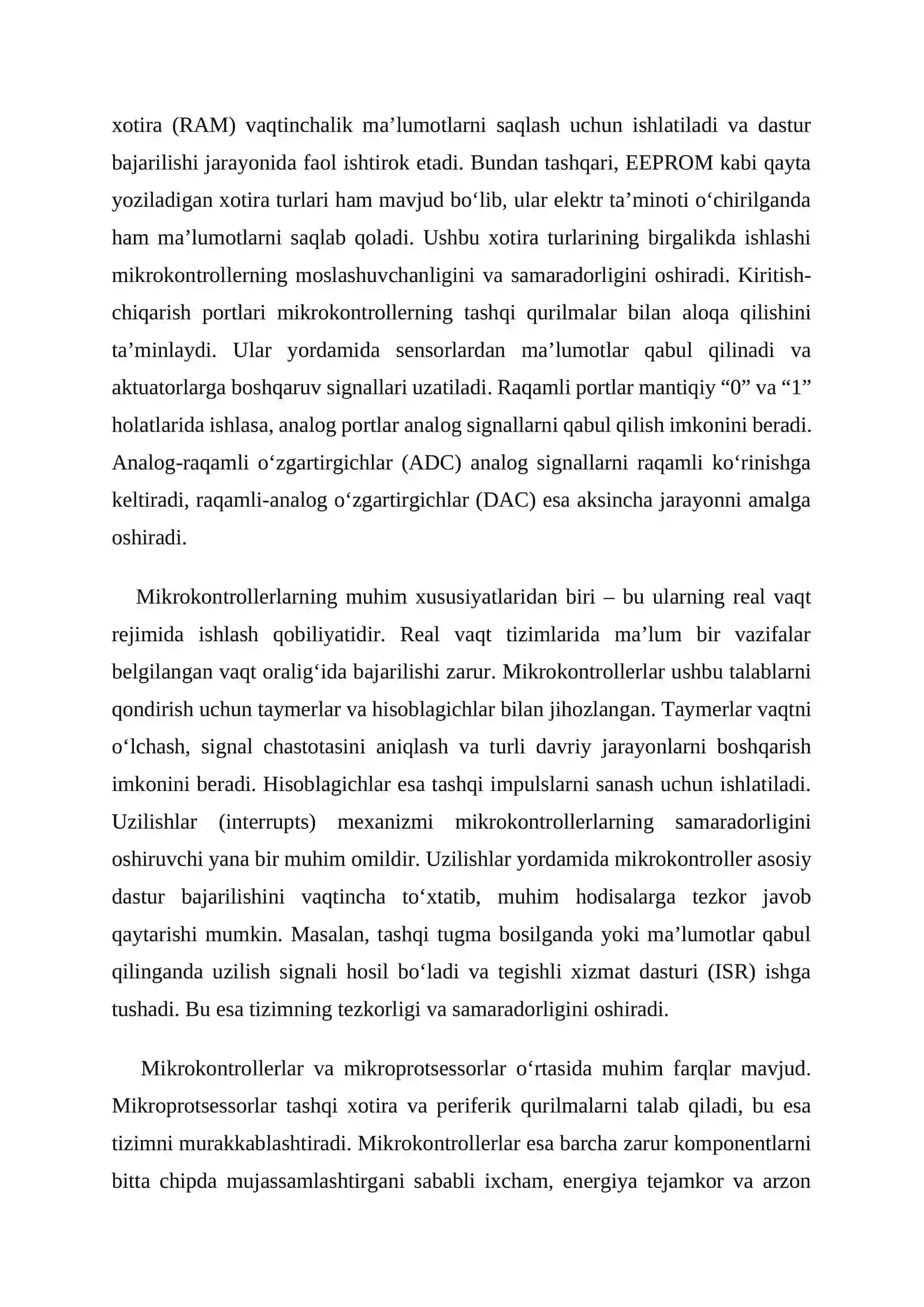 Mikrokontroller registrlarining tuzilishi, vazifalari va boshqarish prinsiplari 4