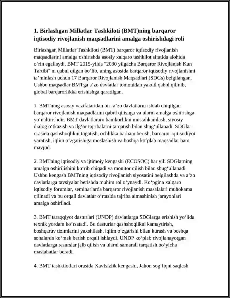 BARQAROR IQTISODIY RIVOJLANISH TAMINLASHDA HALQARO TASHKILOTLARNING FAOLIYATI 4