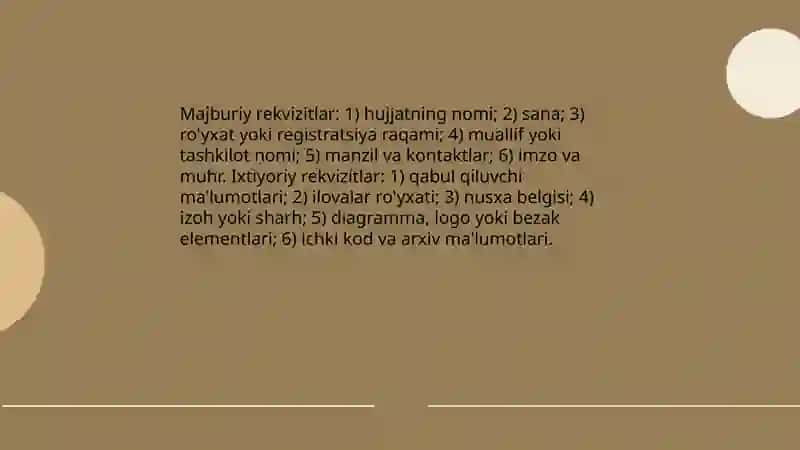 Hujjatlardagi zaruriy qismlar (rekvizitlar) 4