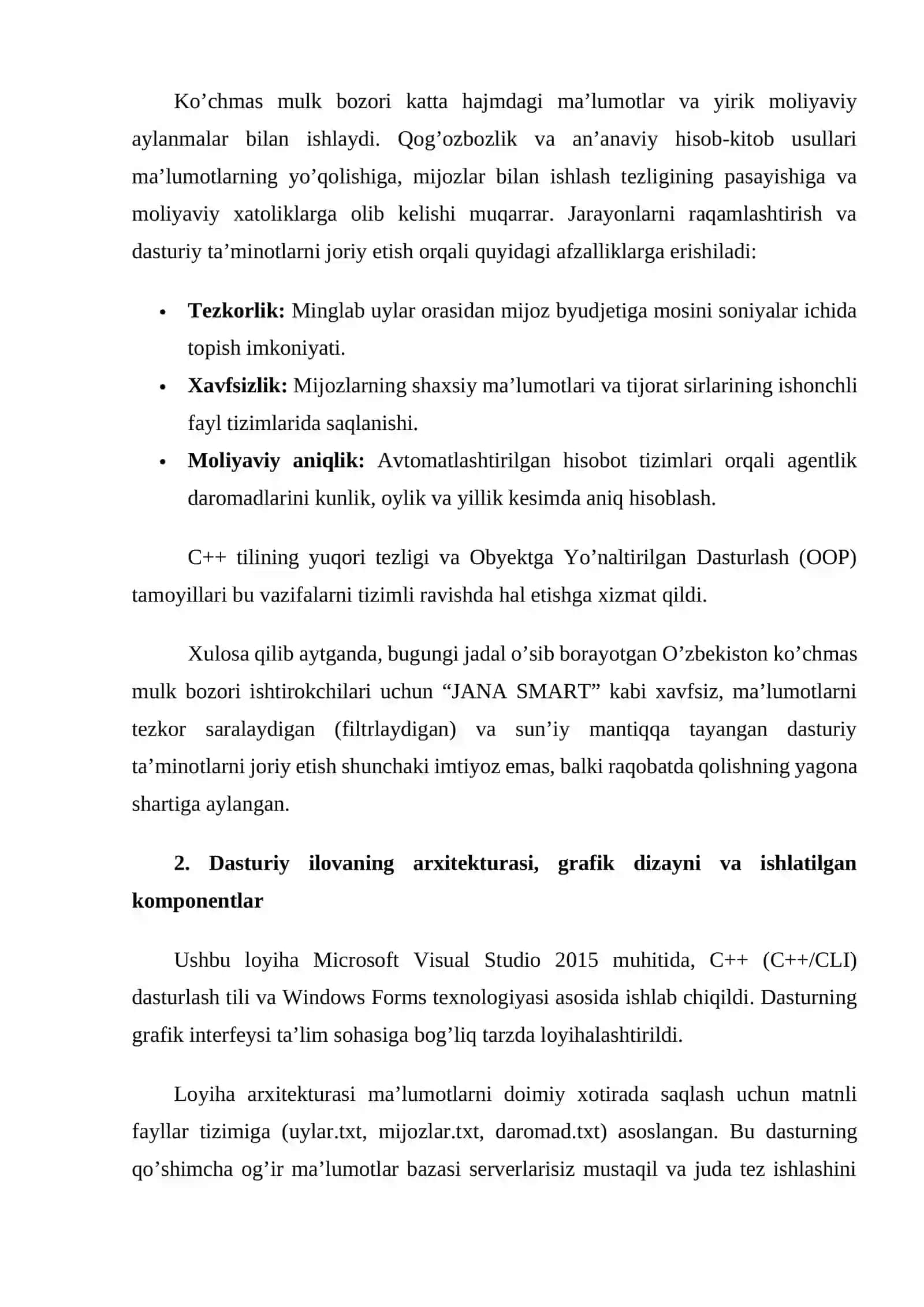 Visual Studio muhitida dasturlash | Kurs ishi - KO’CHMAS MULK AGENTLIGI UCHUN MIJOZLAR VA UY-JOYLARNI MA’LUMOTLARINI YURITISH DASTUR ILOVASINI YARATISH 4