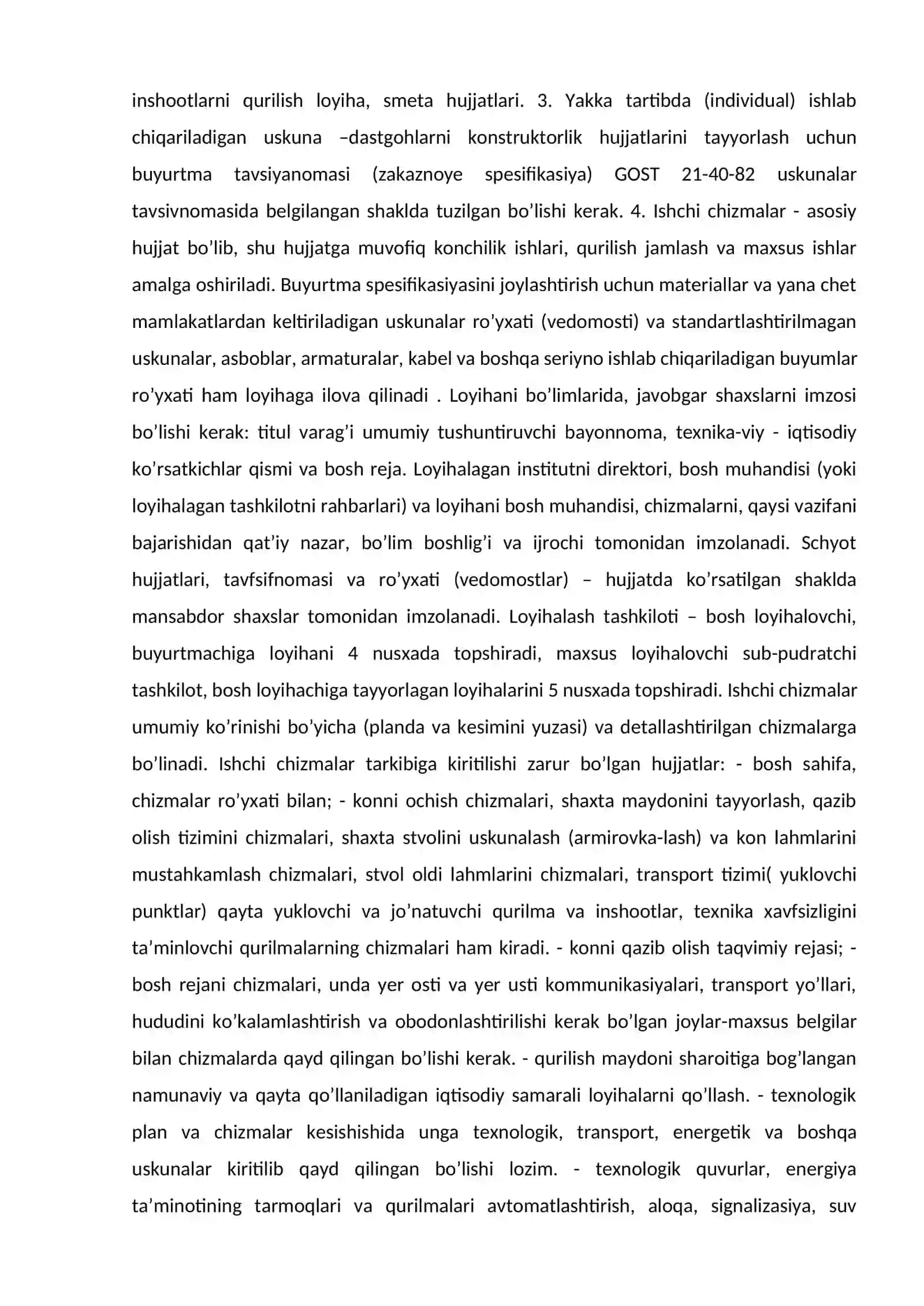 Korxona loyihasini mazmuni, bo‘limlari, ishchi xujjatlar 4