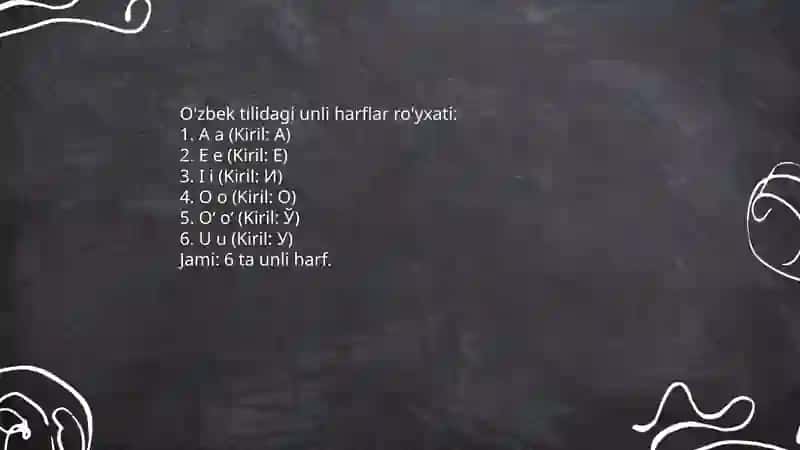 Unli tovushlar va harflar 4