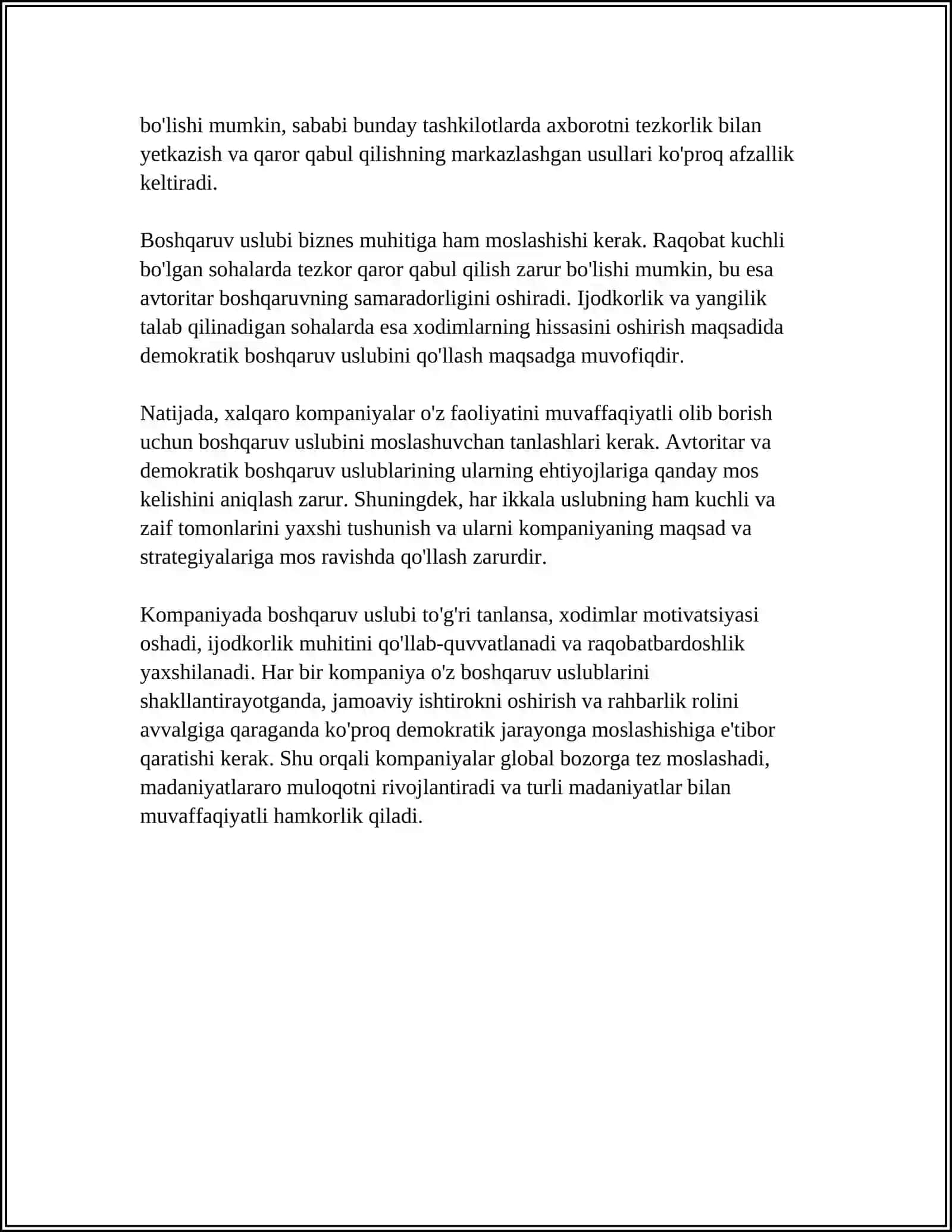 XALQARO KOMPANIYALARDA BOSHQARUV USLUBLARI 4