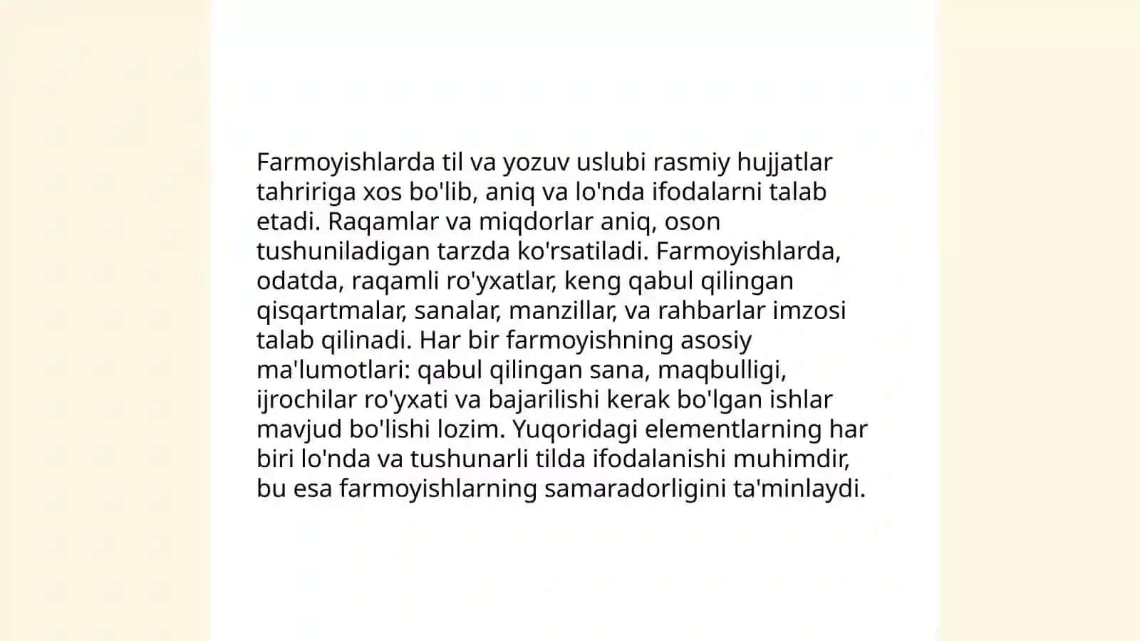 Farmoyish hujjatlaring yuritilishini organish 4