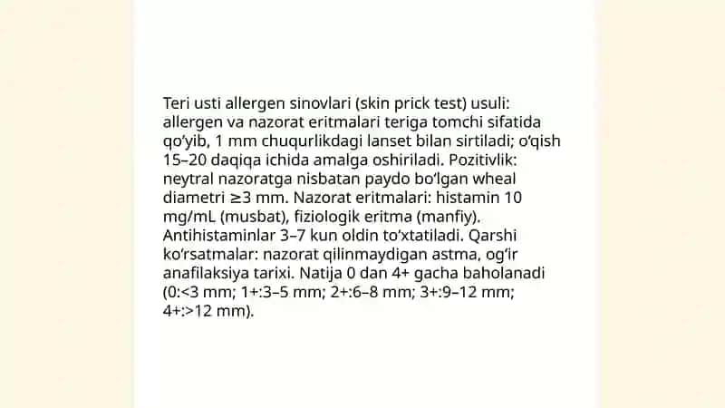 Nafas tizimining allergik kasalliklarini zamonaviy laborator va instrumental tekshiruv usullari 4