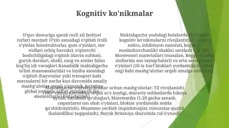 Maktabgacha taʼlim tashkilotida mashgʻulot (faoliyat) turlari 4