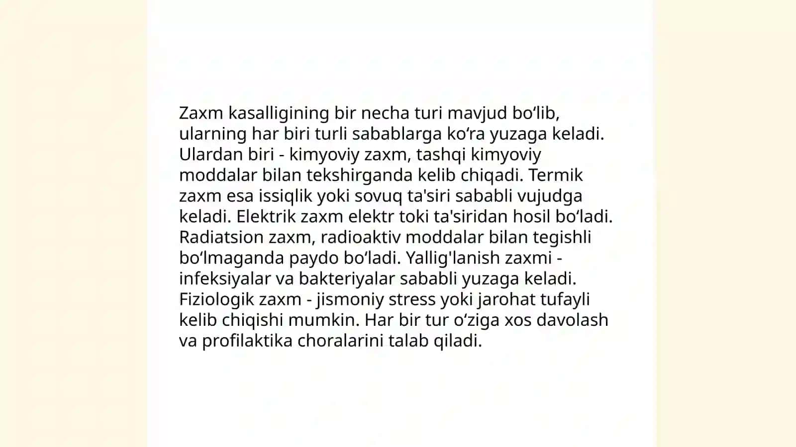 Zaxm kassalligi 4