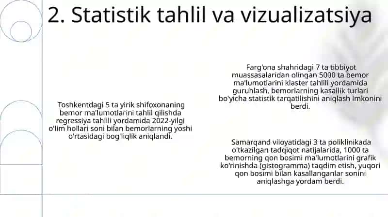 Tibbiyot sohasiga oid jadval ma'lumotlarni guruhlash tartiblash saralash va fikirlash 4