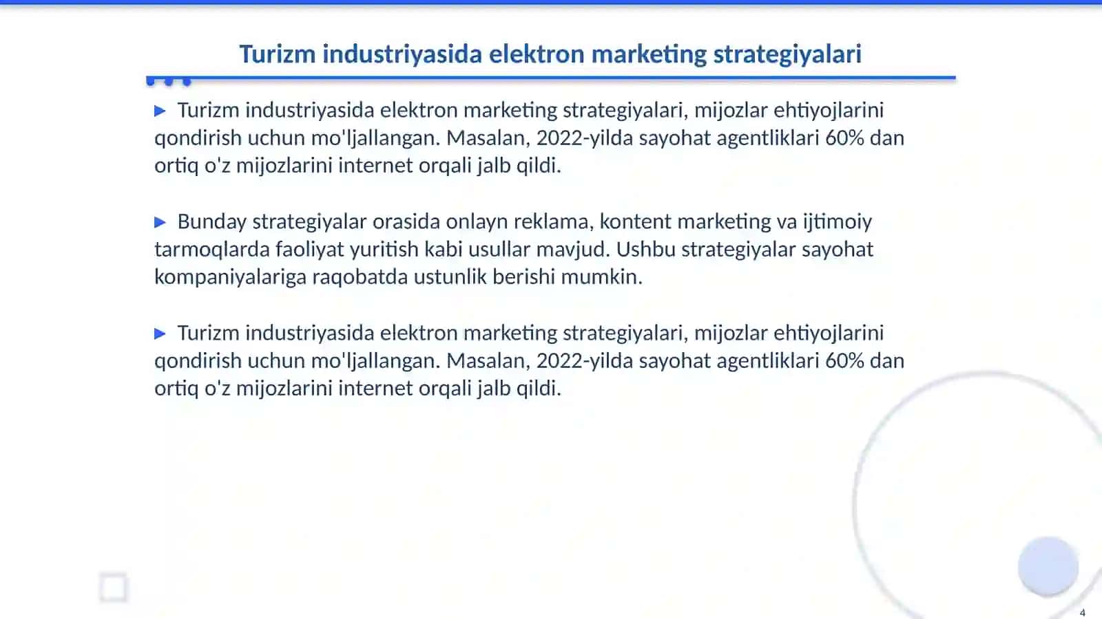 Elektron marketing bilan tanishish va uning turizm industriyasidagi ahamiyati 4