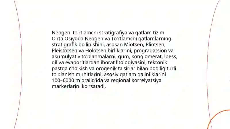 O'rta Osiyoning Neogen va To'rtlamchi Davr Geologik Tarixi 4