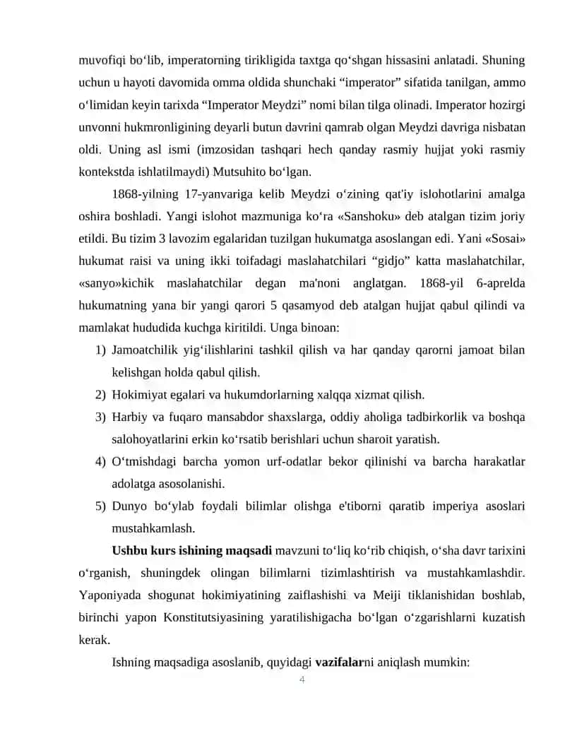 YAPONIYA MEYDZI TIKLANISH DAVRIDA. ISLOHOTLAR 4