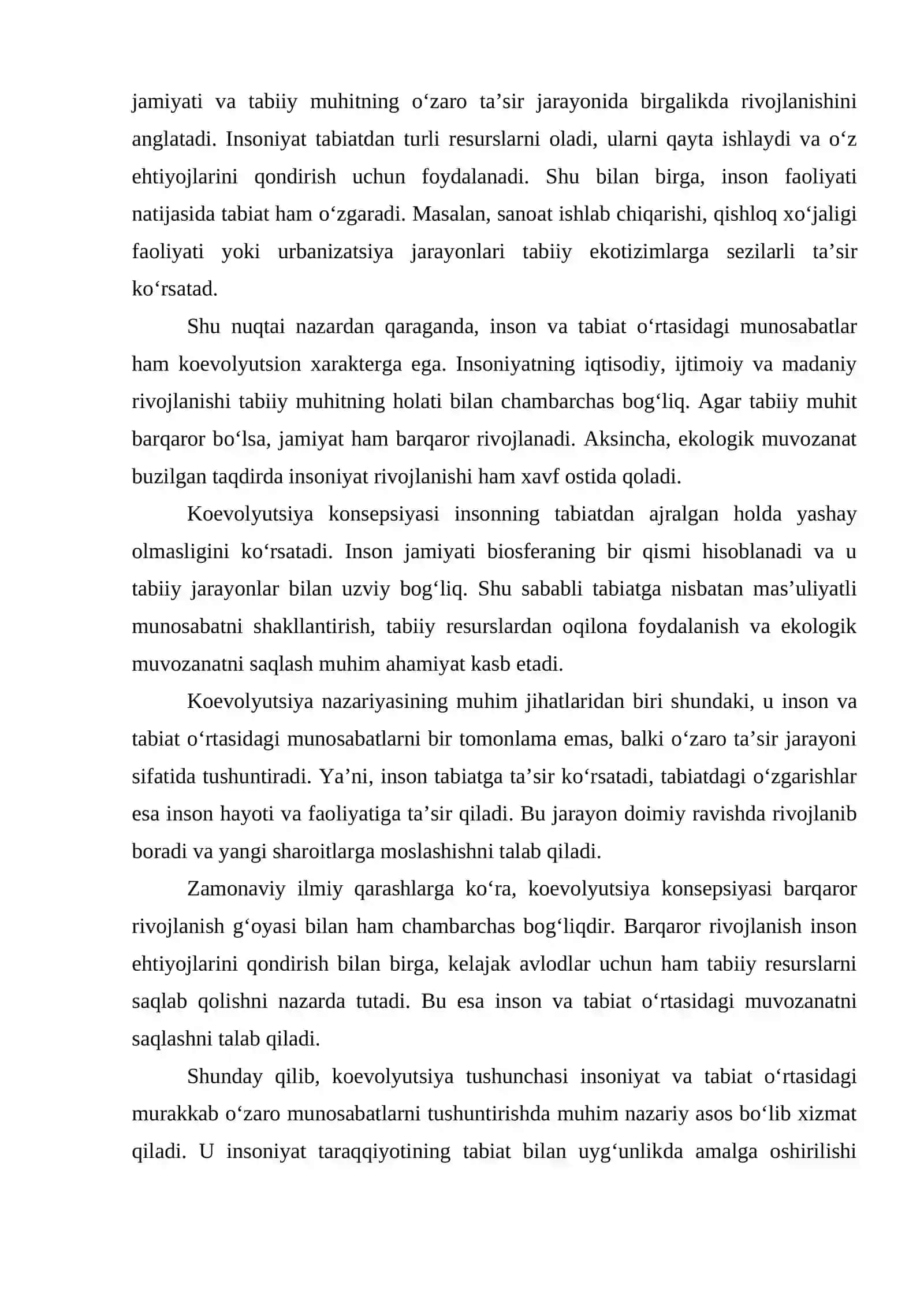 “Koevolyutsiya va environmentalizm dialektikasi” 4