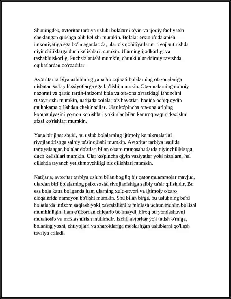 OILADA BOLA TARBIYASI TOIFALARI VA OQIBATLARI 4