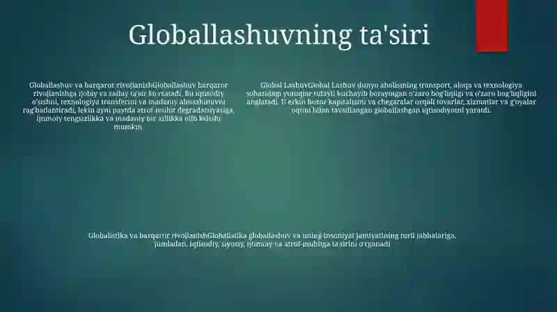 Globallashuv,Globalistika Va Barqaror Taraqqiyot Jarayonlari Mohiyati 4