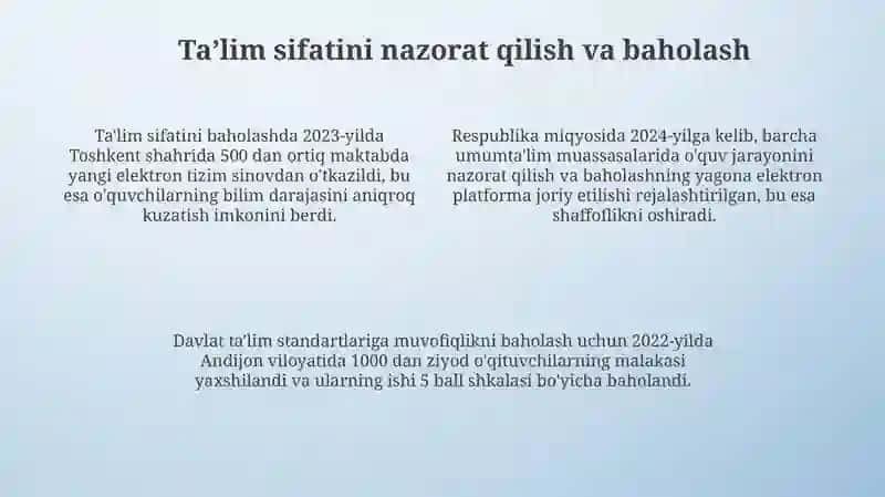 Mustaqil Oʻzbekistonda ta'lim sohasida amalga oshirilgan islohotlar 4