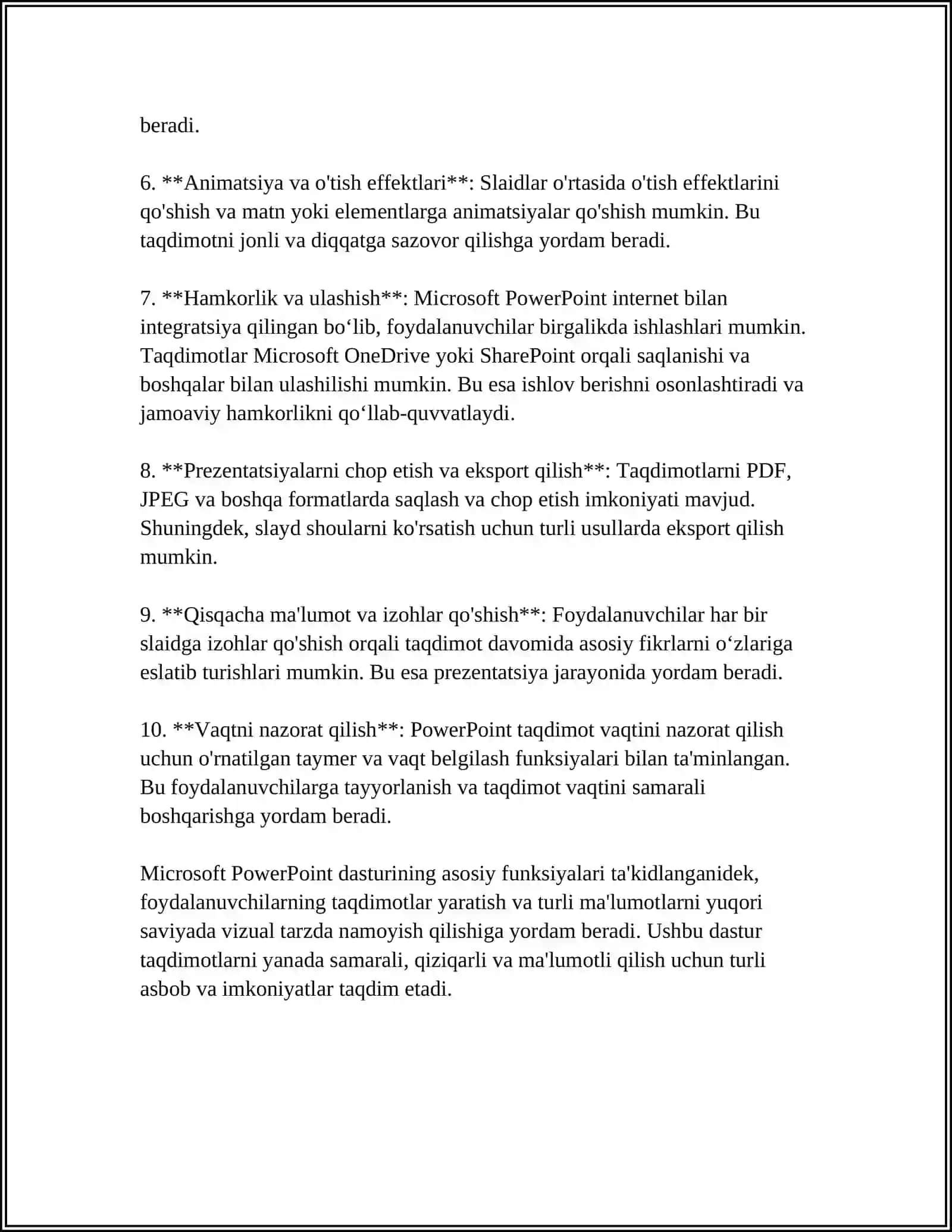 POWER POINT DASTURIDA TAQDIMOT NAMOYISHINI BOSHQARISH 4