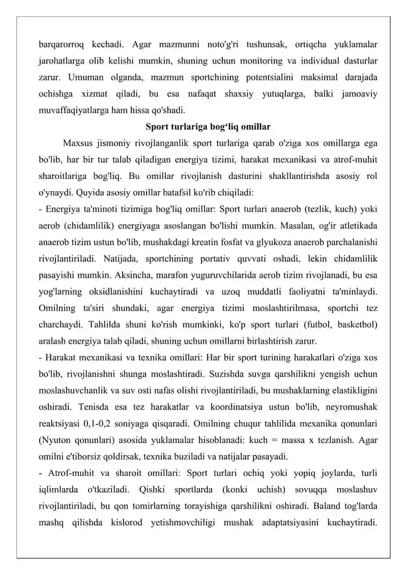 Maxsus jismoniy rivojlanganlik, shug'ullanganlik, jismoniy kamolot, jismoniy yetuklik, jismoniy madaniyat, jismoniy tarbiya, jismoniy bilim, jismoniy rivojlanganlik tushunchalari 4