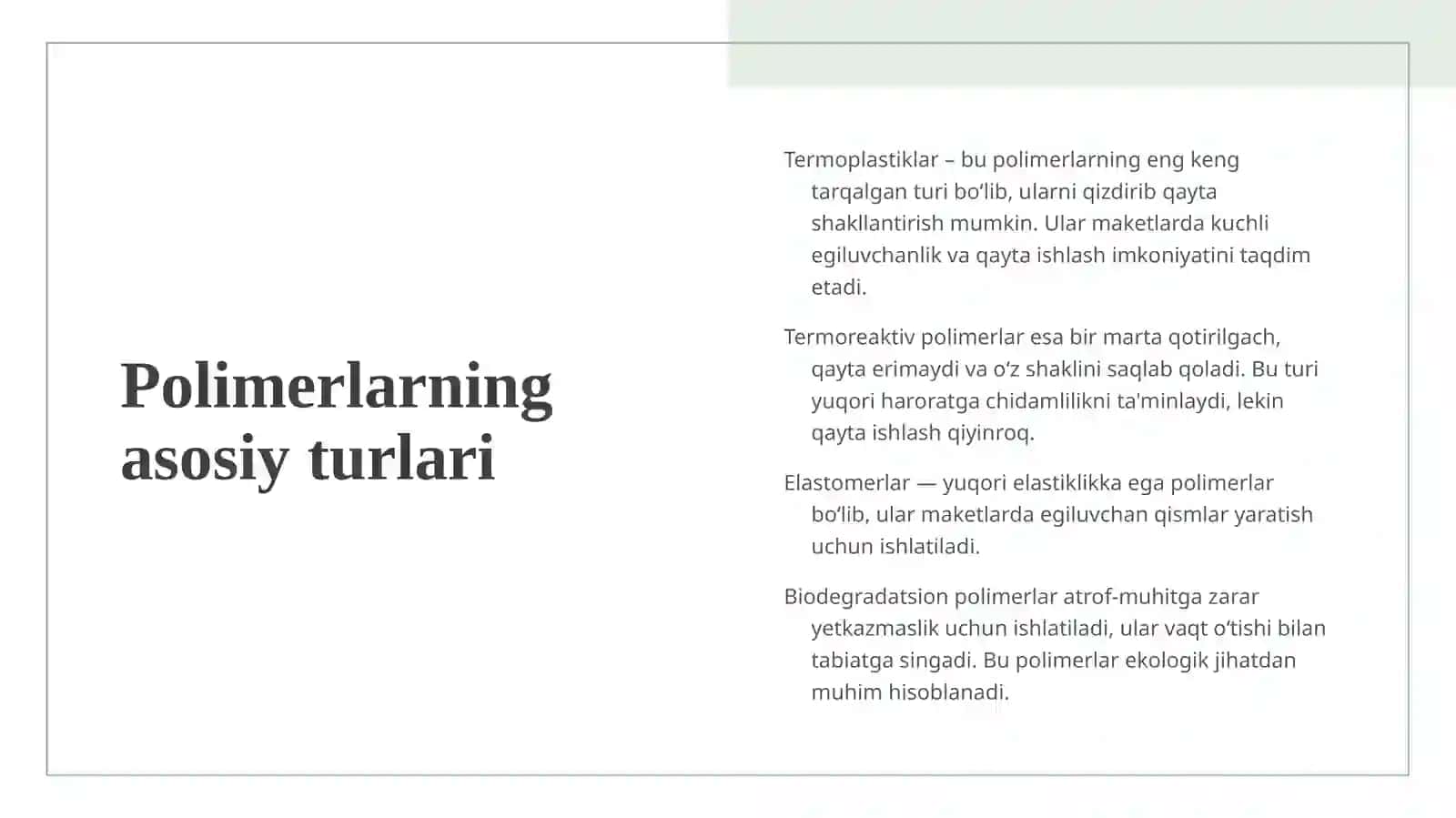 Plastik va polimer materiallar asosida maket tayyorlash 4
