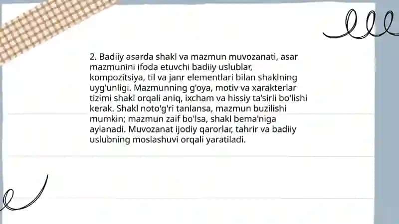 Badiiy asarda shakl va mazmun 4
