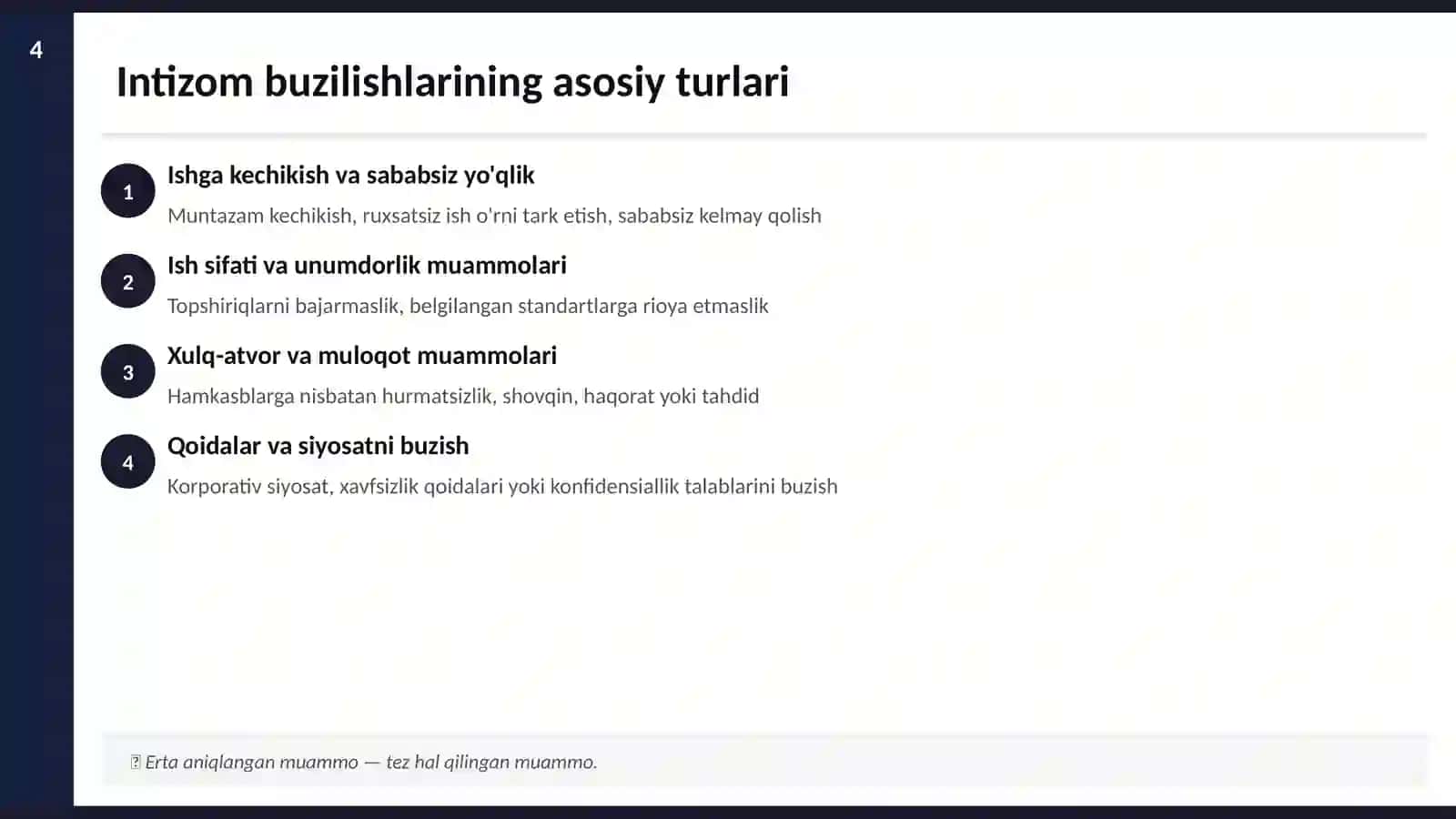 MEHNAT INTIZOMI VA NIZOLARNI HAL QILISH 4