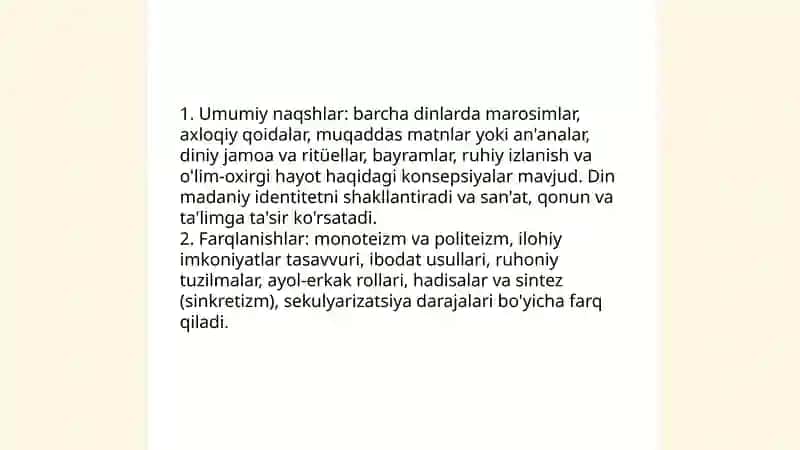 Dunyo xalqlari madaniyatidagi umumiylik va farqlar 4