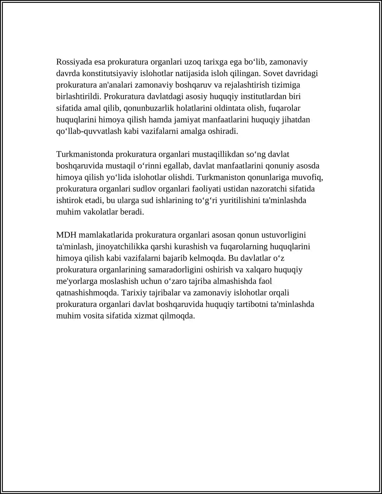 MDH MAMLAKATLARIDA PROKURATURA ORGANLARINING FAOLIYATI 4