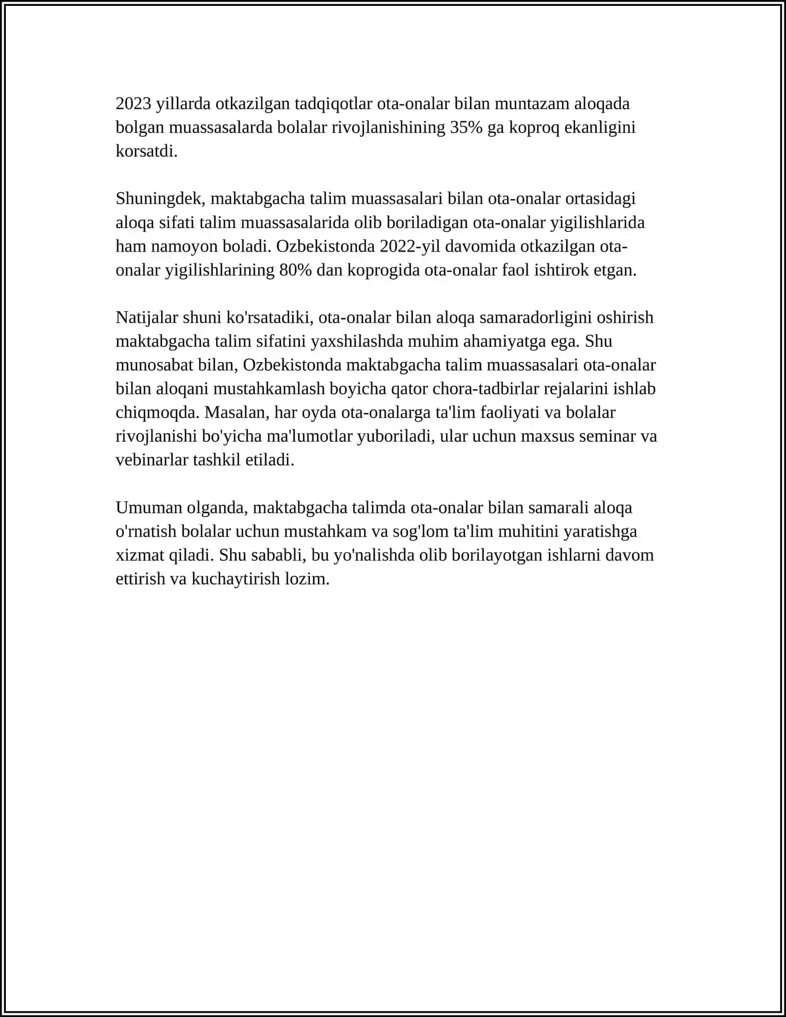 MAKTABGACHA TAʼLIM TASHKILOTLARI VA OILA HAMKORLIGI 4