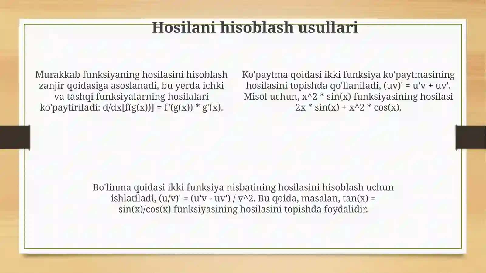 Hosilanitadbiqlari.Hisilayordamidafunksiyanitoʻlatekshirish 4