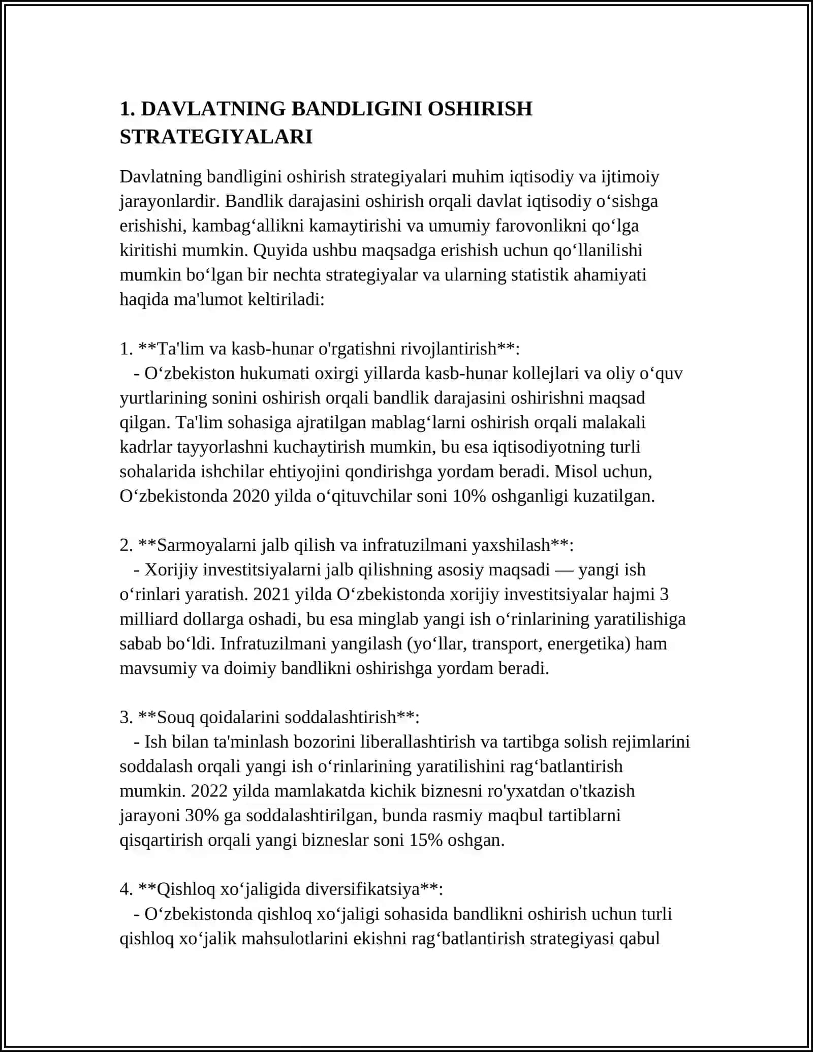 DAVLAT FUQAROLARNING BANDLIGINI TA’MINLASH VA KAMBAGʻALLIKNI QISQARTIRISH CHORALARI HAQIDA 4