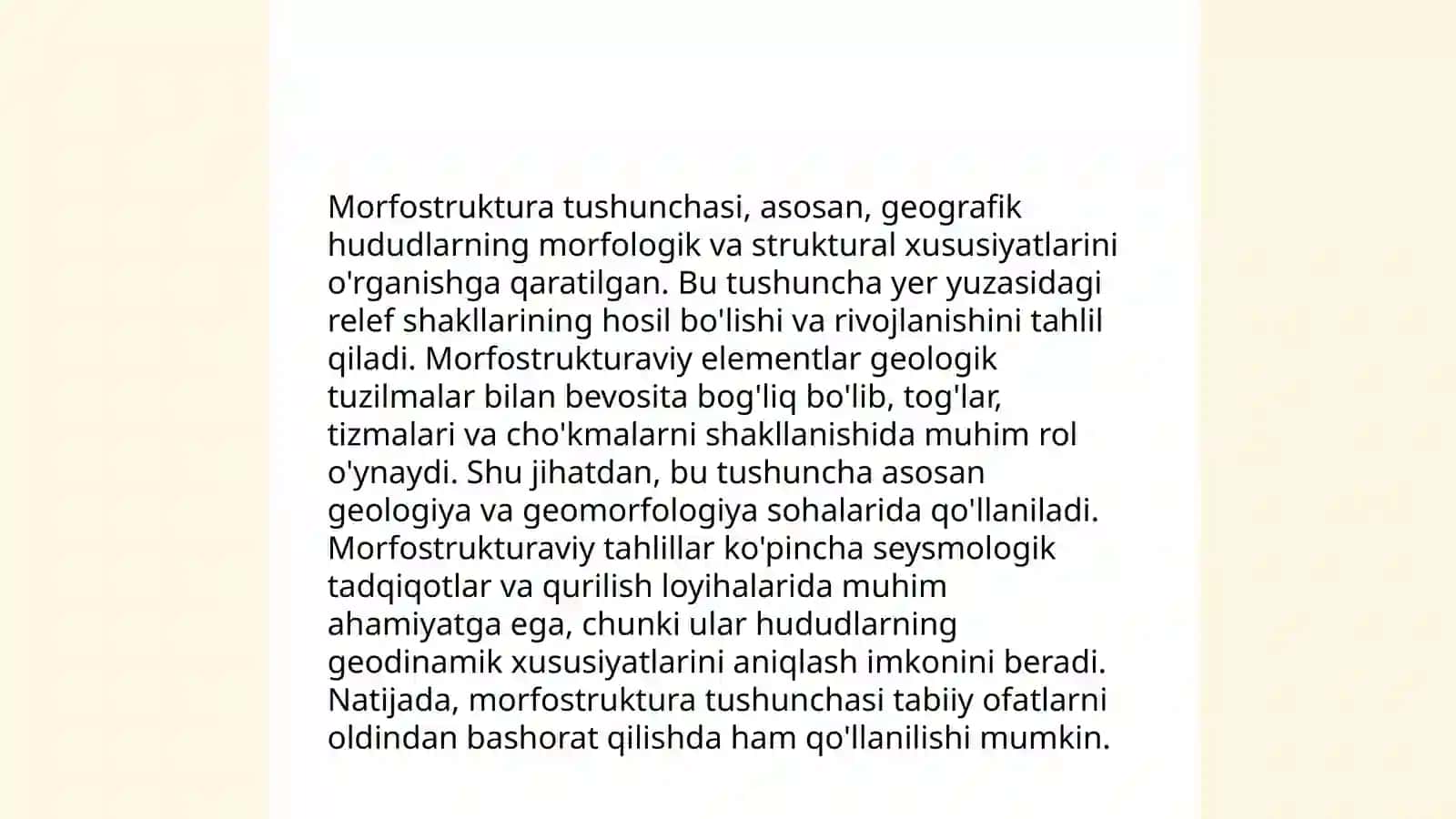 Quruqlikning geotektura va morfostruktura relefiga ta'rif berish 4