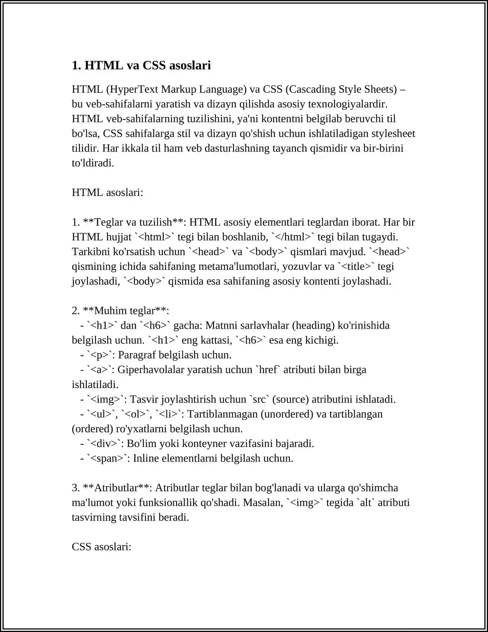 WEB DASTURLASH VA FRONTEND/ BACKEND TEXNOLOGIYALARI 4