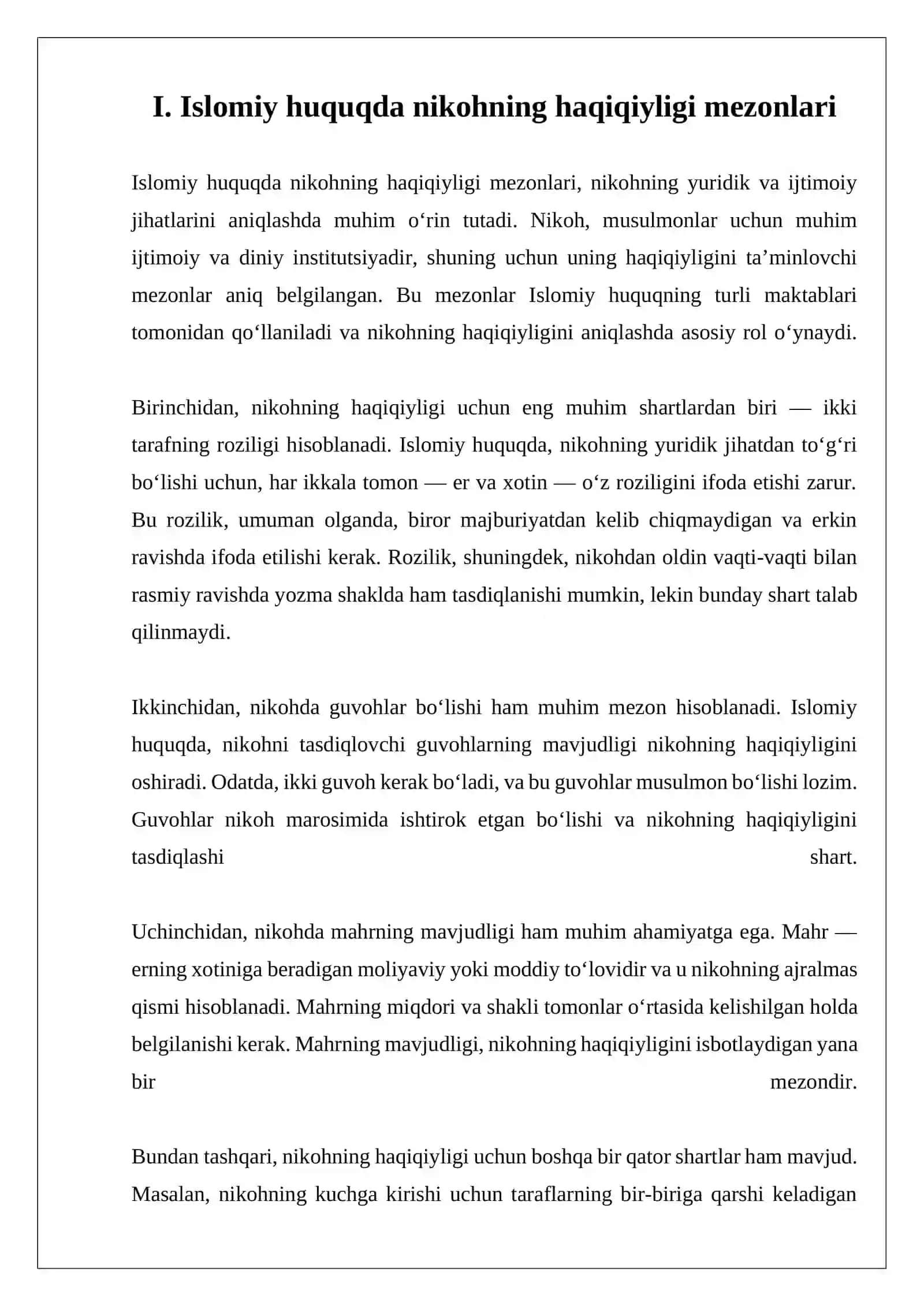 Nikohni haqiqiy emas deb topish 4