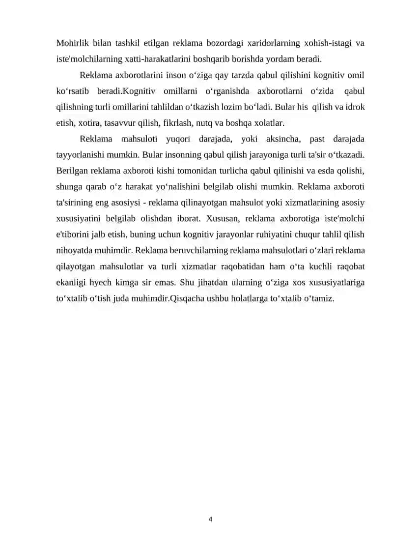 Xizmat ko`rsatish korxonalarida reklama faoliyati samaradorligini oshirish 4