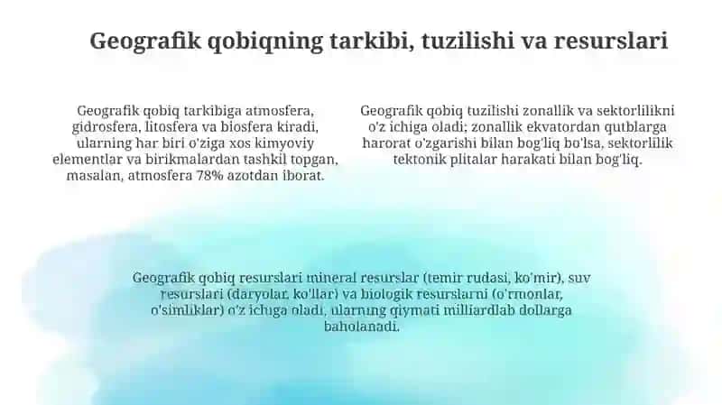 Geografik qobiqning bir butunligi va hududiy tabaqalanish sabablari 4