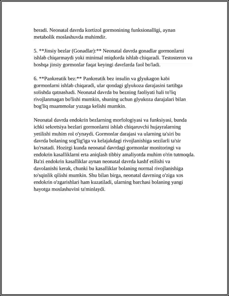Neonatal Davrda Endokrin Bezlarning Morfologiyasi va Funktsiyasi 4
