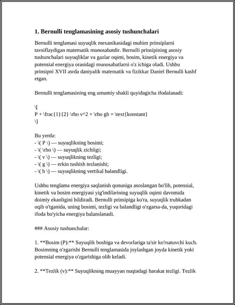 Bernulli Tenglamasining Geometrik va Energetik Mohiyati 4