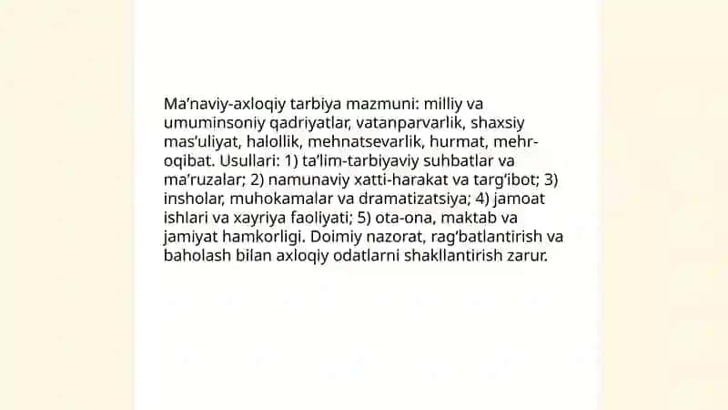 Komil insonni tarbiyalash mazmuni va yoʻllari 4
