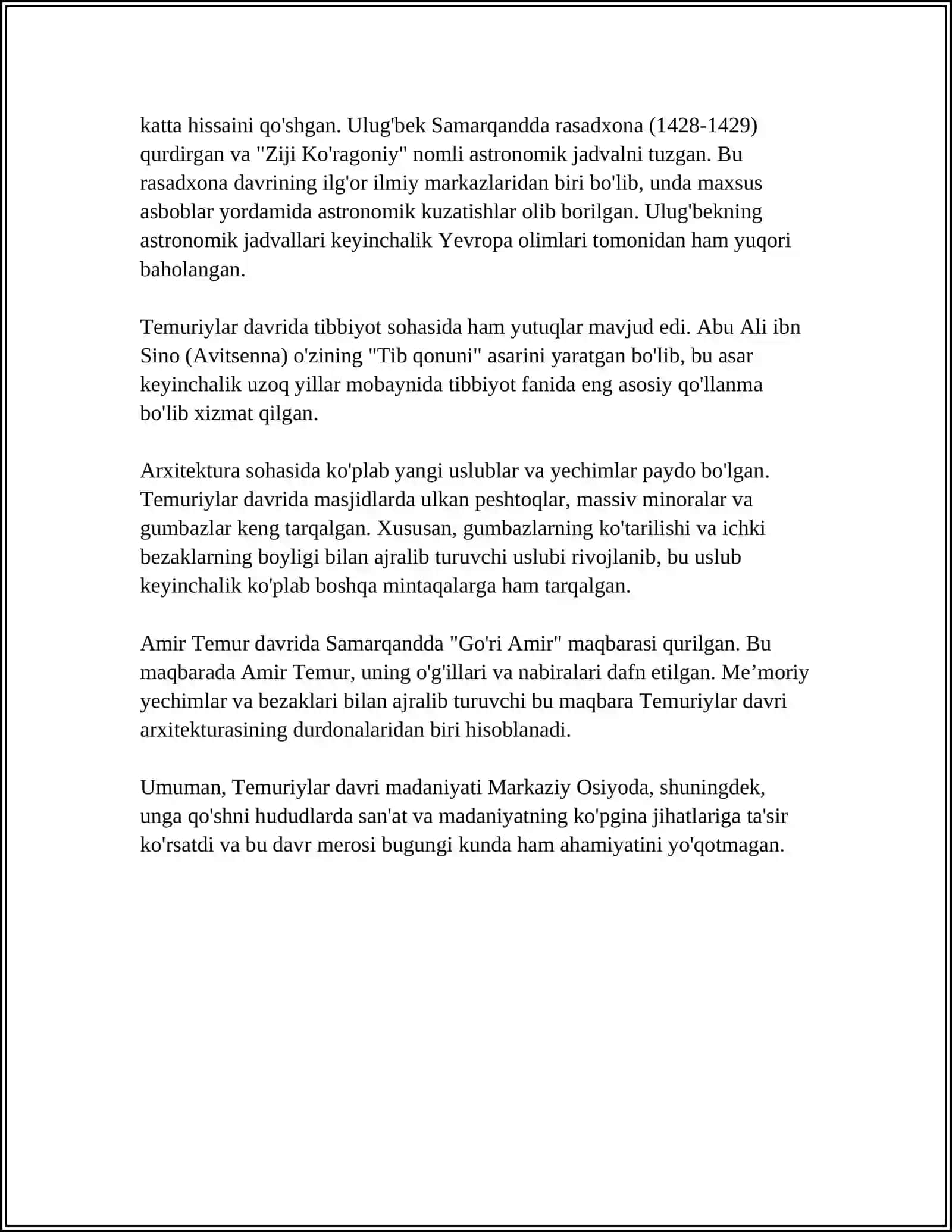 TEMURIYLAR DAVRIDA MANAVIY MARIFIY YUKSALISHI 4